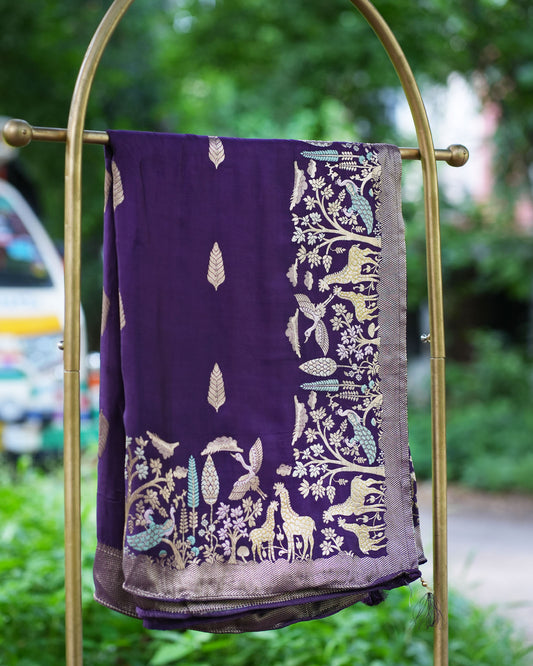 Purple Banarasi Silk