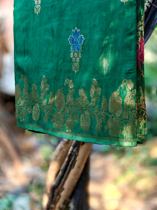 Emerald Royale Pure Mashru Crepe Saree