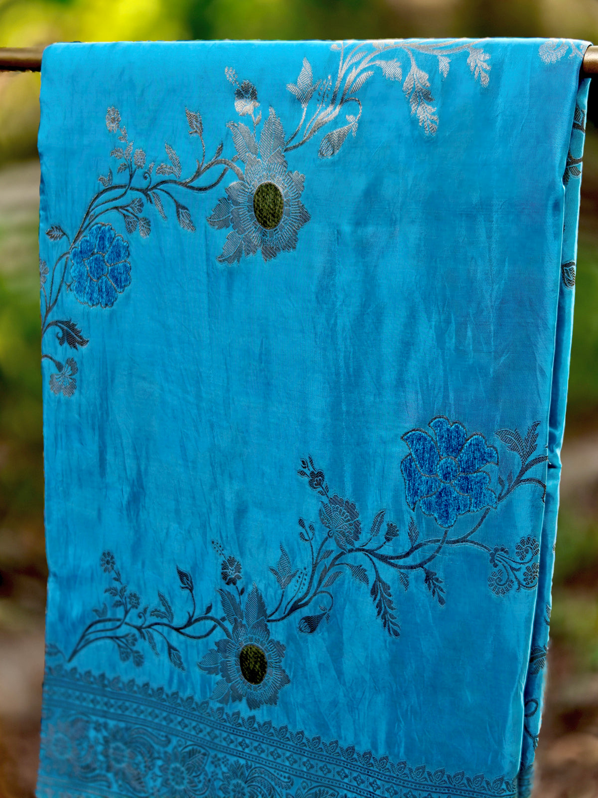Sapphire Bloom Premium Banarasi Silk Saree