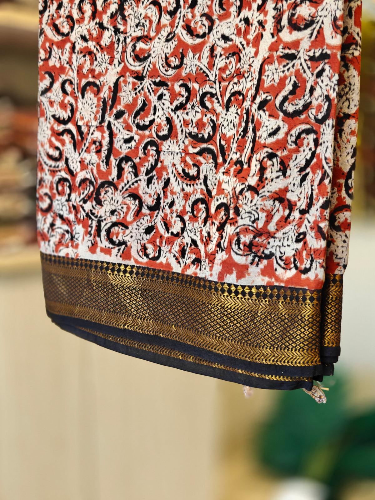 Rust Orange Kalamkari Saree