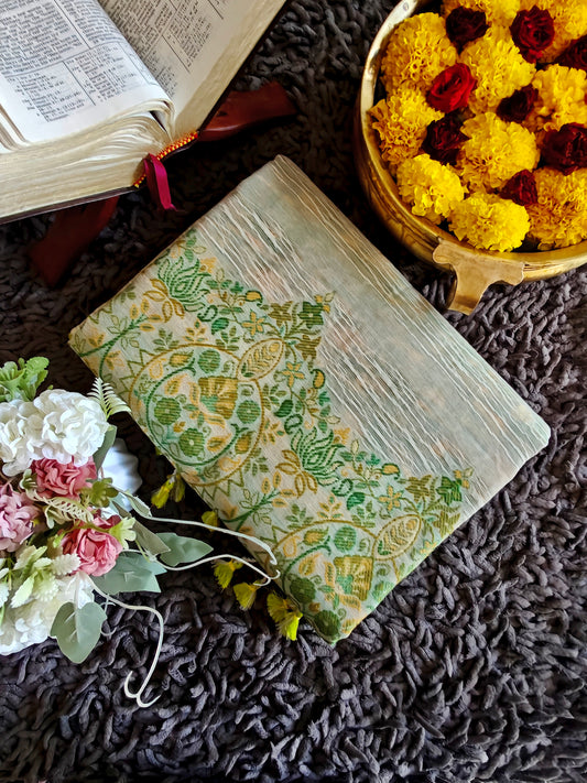 Green & Gold Motifs Pure Jamdani
