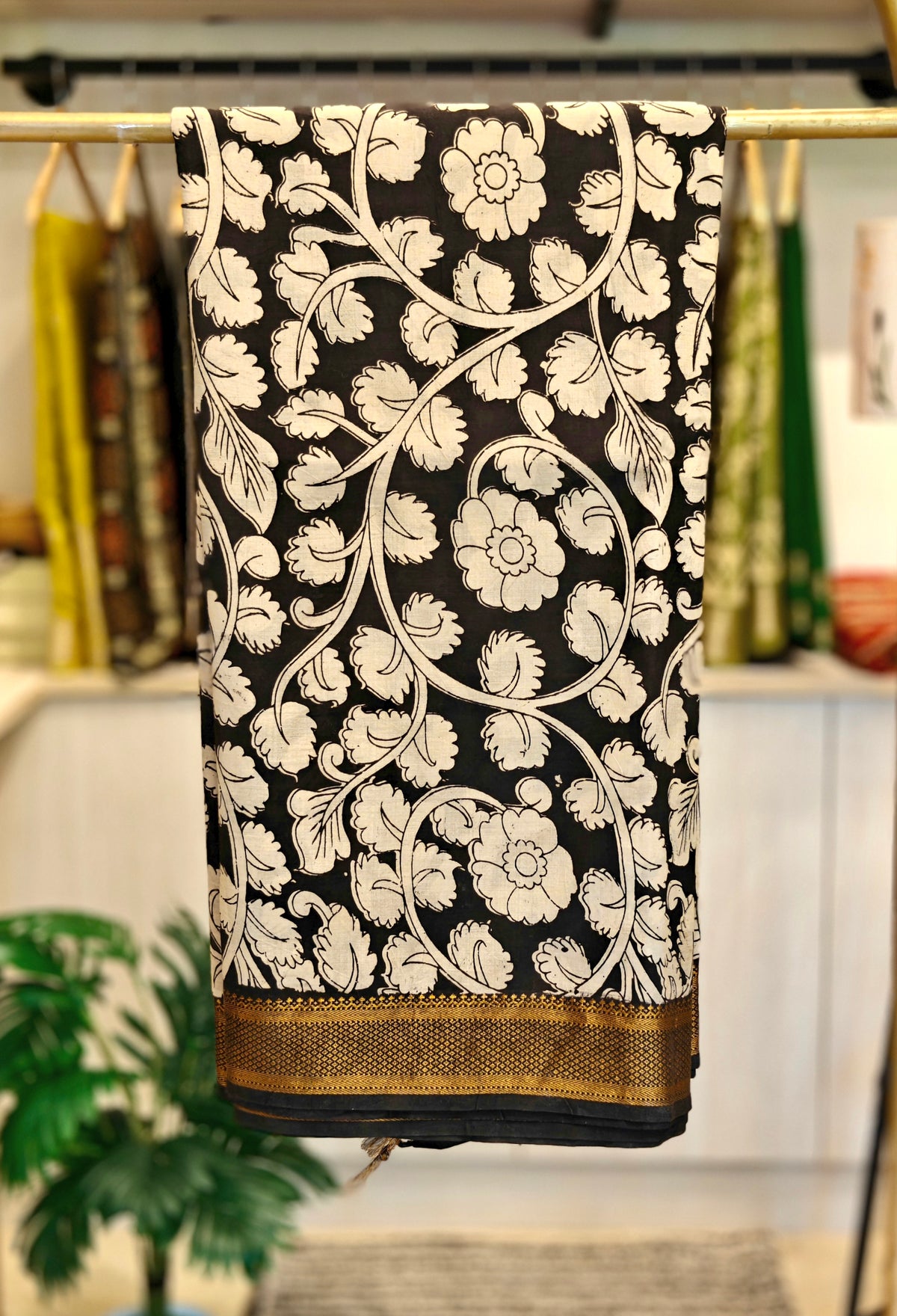 Black & Cream Kalamkari Saree