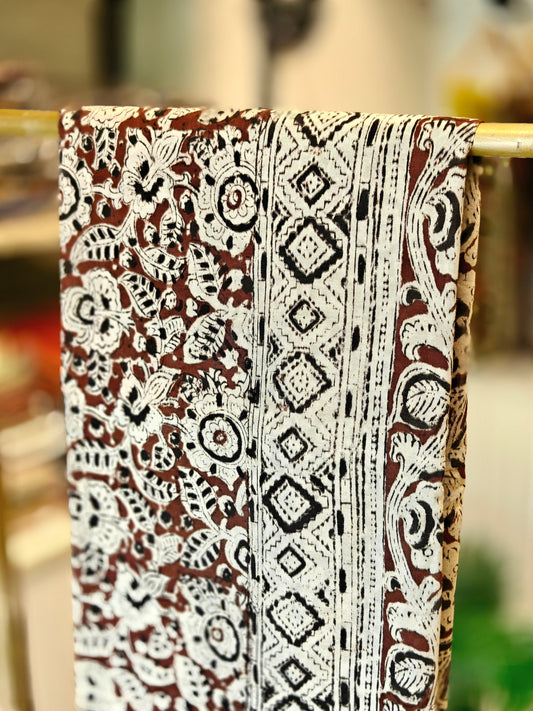 Brown & Cream Kalamkari Saree