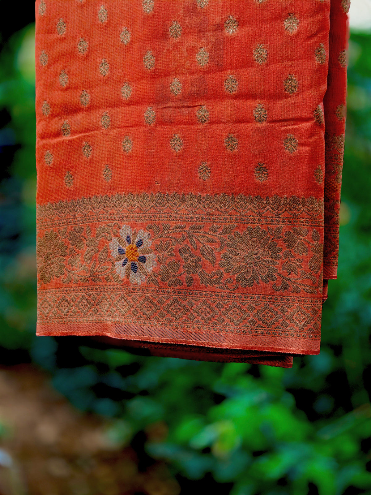 Ruby Radiance Meena Weaving Georgette Saree