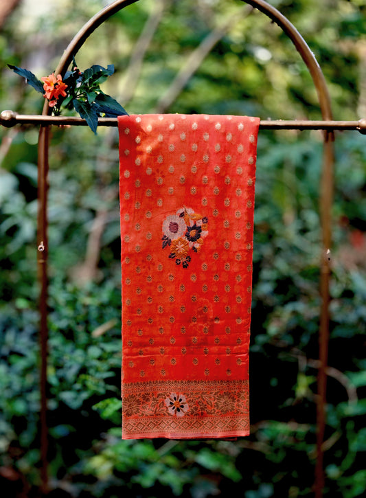Ruby Radiance Meena Weaving Georgette Saree