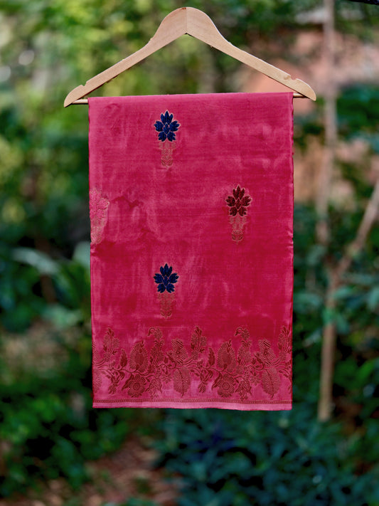 Royal Ruby Pink Mashru Crepe Saree