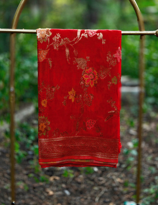 Crimson Royale Pure Mashru Crepe Saree