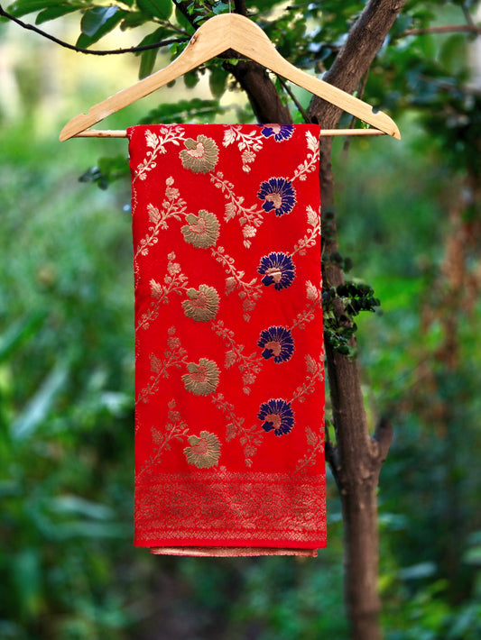 Ruby Blossom Meena Weaving Georgette Saree