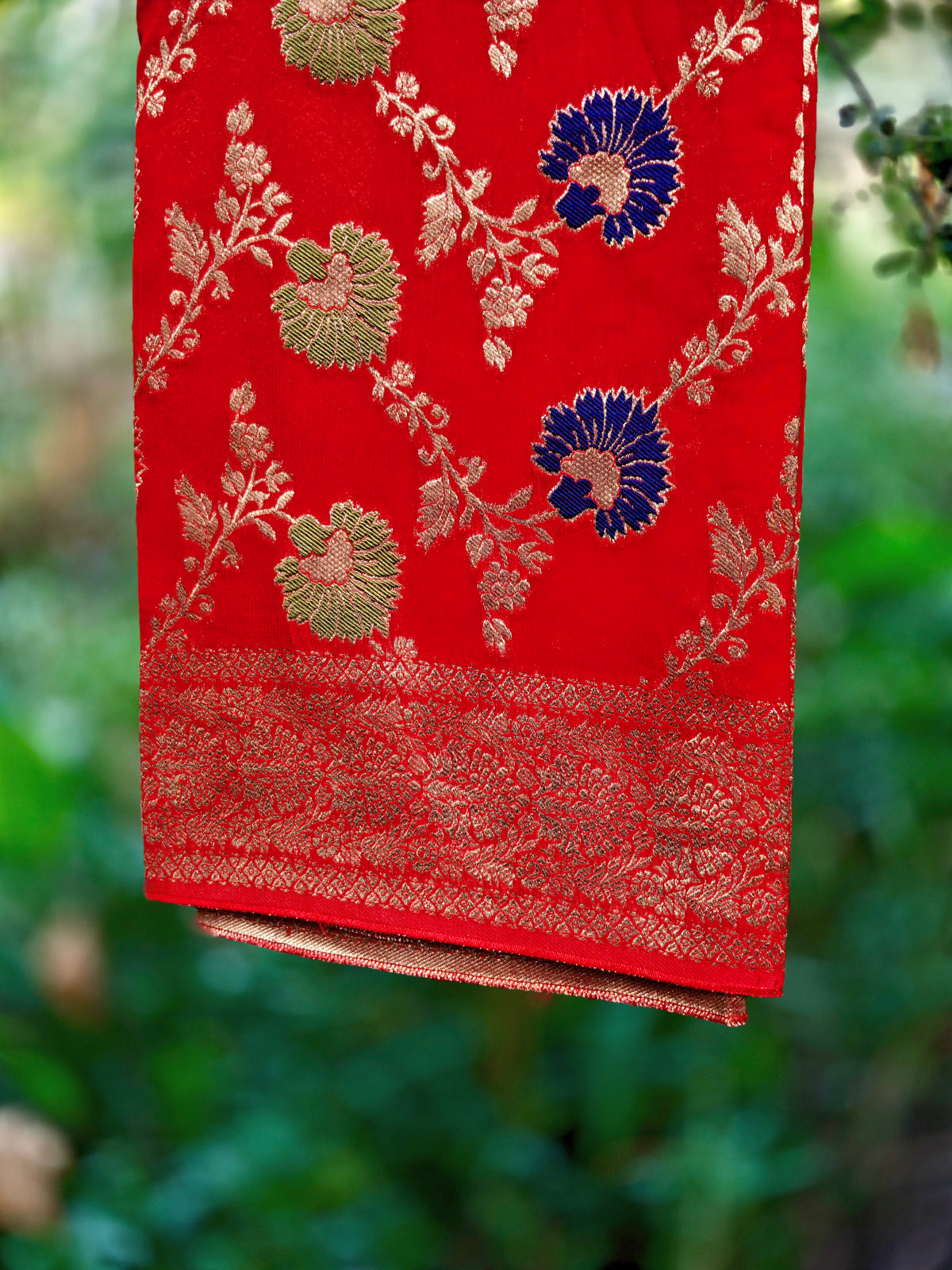 Ruby Blossom Meena Weaving Georgette Saree
