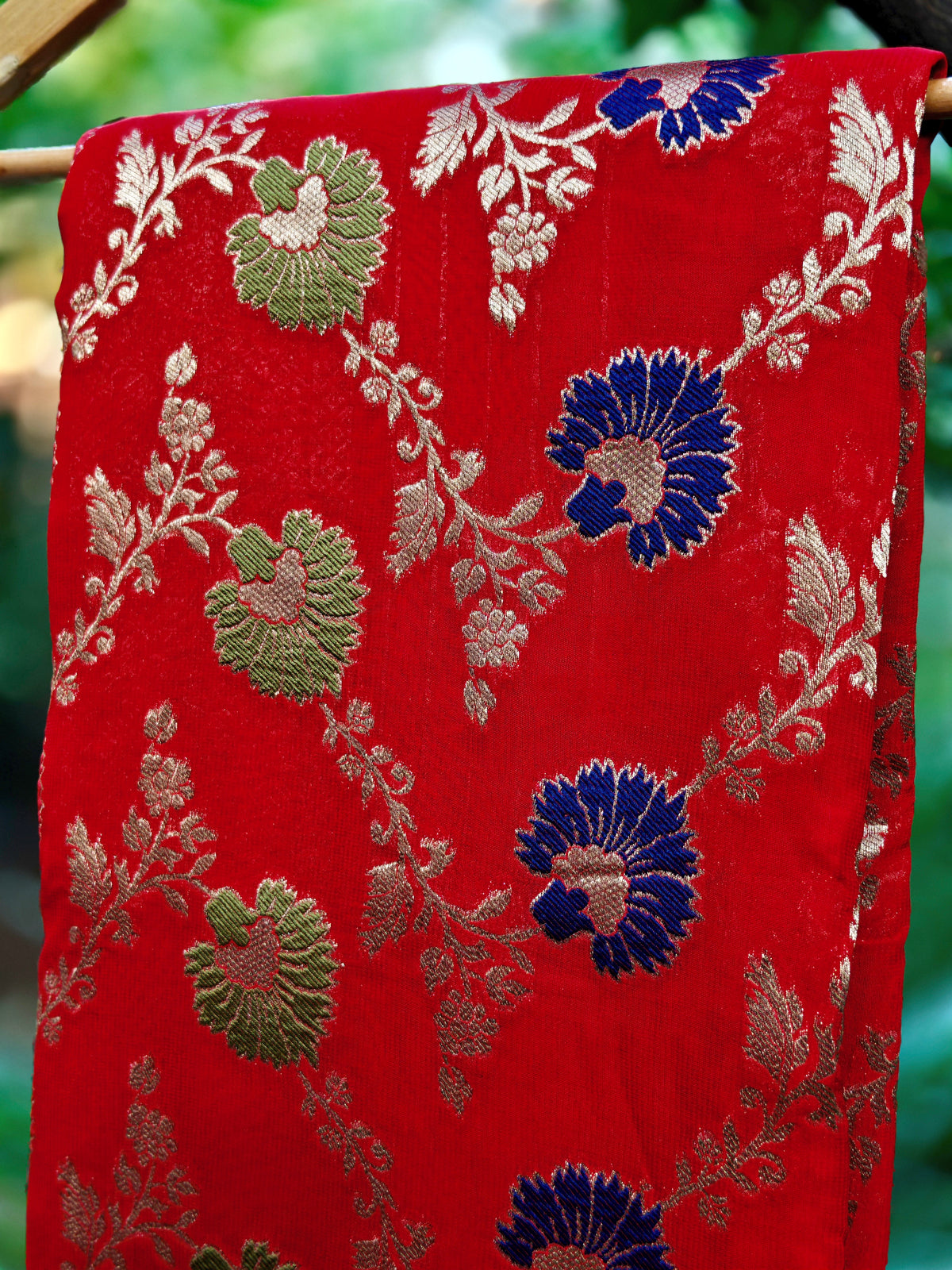 Ruby Blossom Meena Weaving Georgette Saree